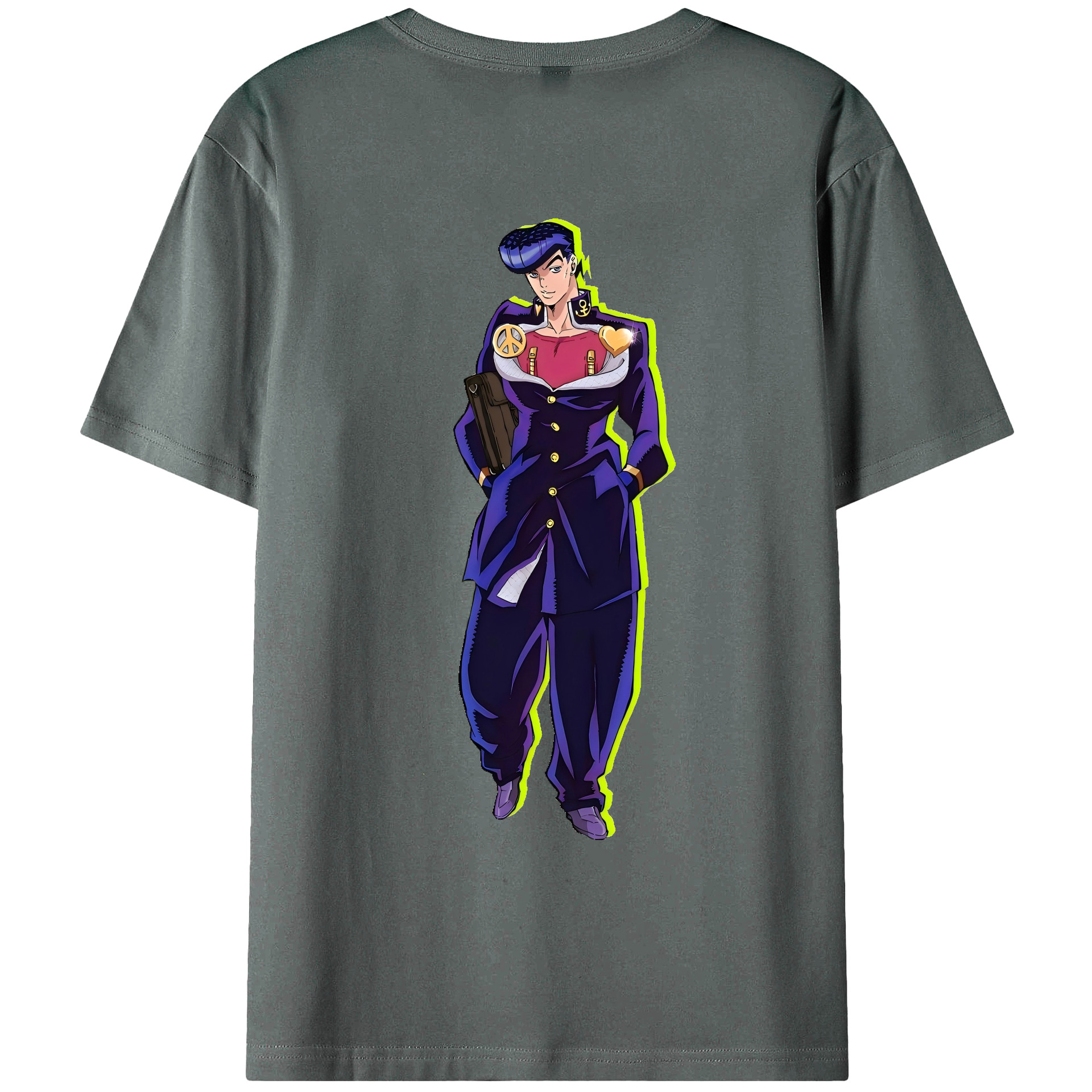 （画像用） ジョジョの奇妙な冒険 ひがしかた じょうすけ JoJo's Bizarre Adventure Higashikata Josuke 綿100％ メンズ半袖Tシャツ（バックプリント） 通気性
